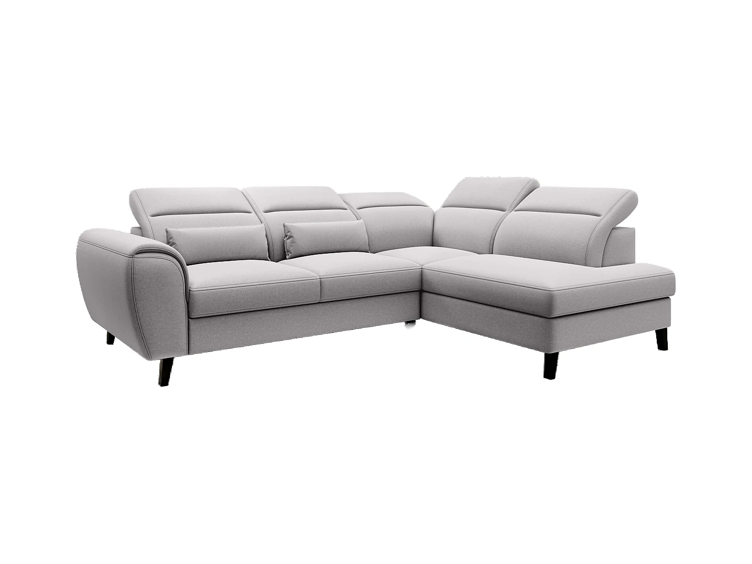 Canapé d'angle convertible avec rangement tissu NOBLESSE - Pieds bois noir-Gris clair-angle droit