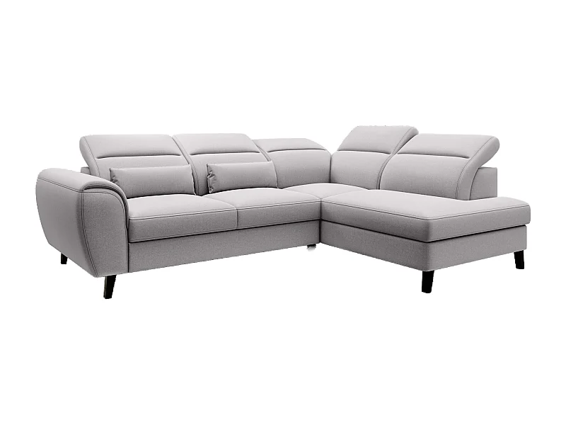 Canapé d'angle convertible avec rangement tiu NOBLESSE - Pied boi noir-Gri clair-angle droit