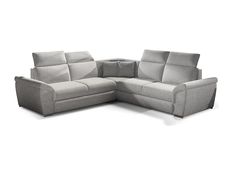 Canapé d'angle réversible et convertible tissu Neo - Pieds acier chromé-Gris clair