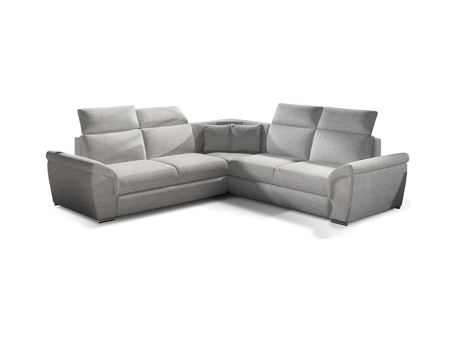 Canapé d'angle réversible et convertible tissu Neo - Pieds acier chromé-Gris clair