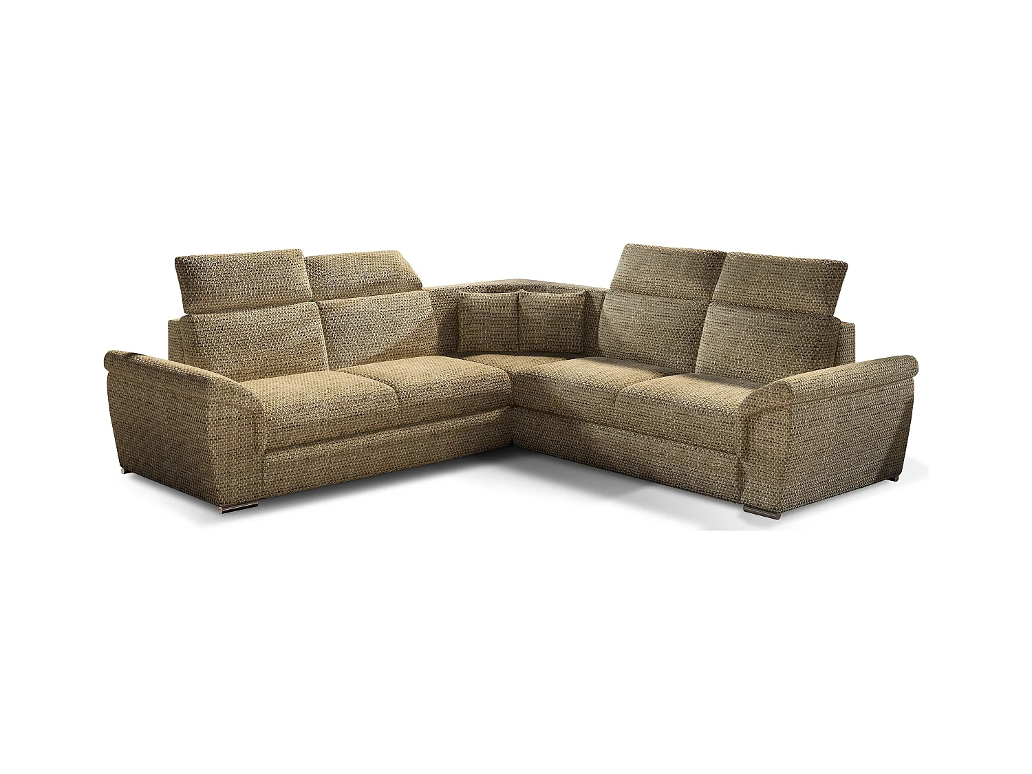 Canapé d'angle réversible et convertible tissu Neo - Pieds acier chromé-Gris clair