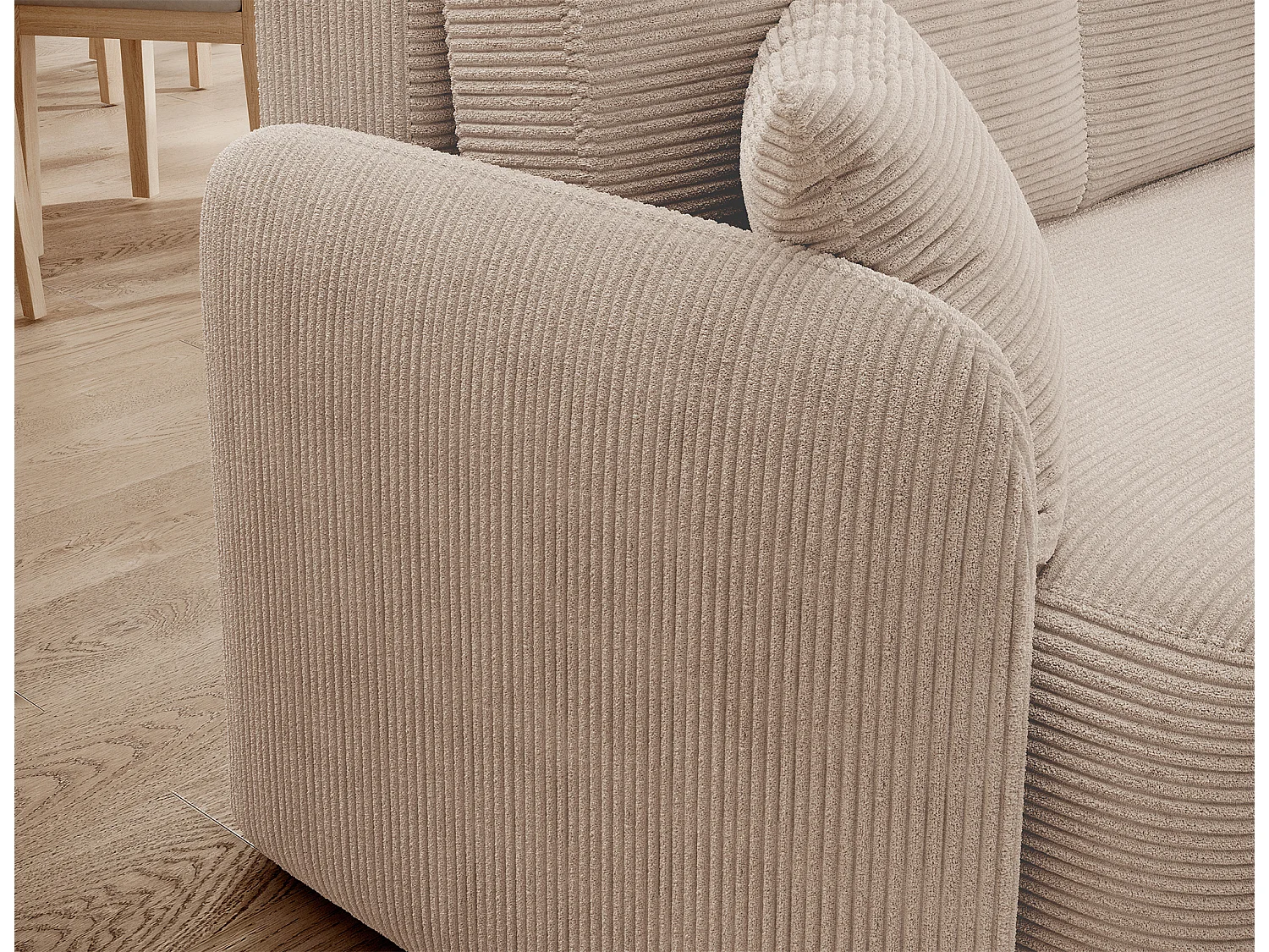 Petit canapé d'angle en tissu convertible avec coffre Takin 206cm-Beige-angle droit