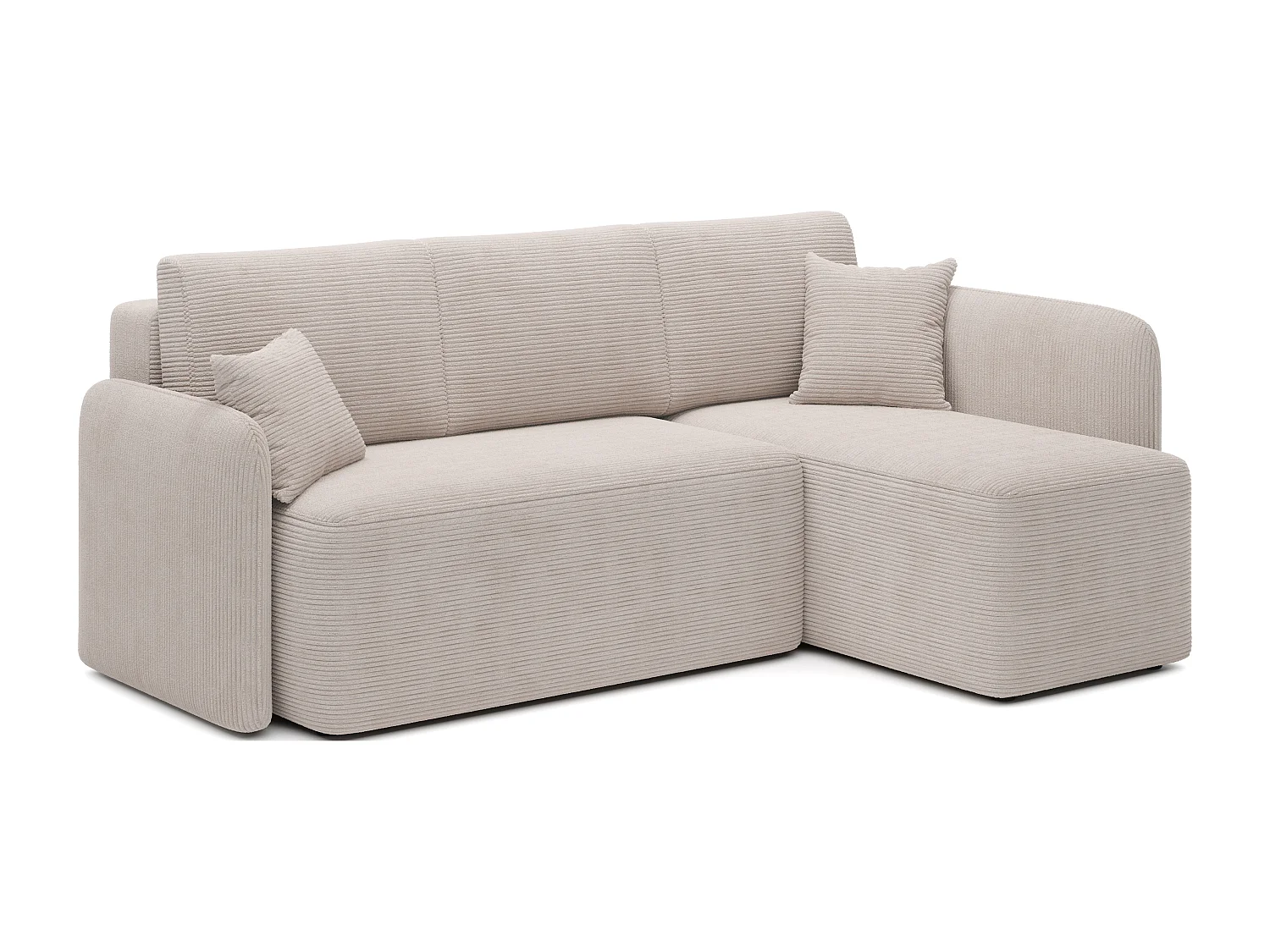 Petit canapé d'angle en tissu convertible avec coffre Takin 206cm-Beige-angle droit