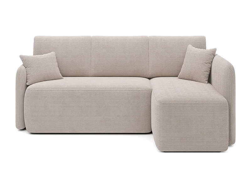 Petit canapé d'angle en tissu convertible avec coffre Takin 206cm-Beige-angle droit