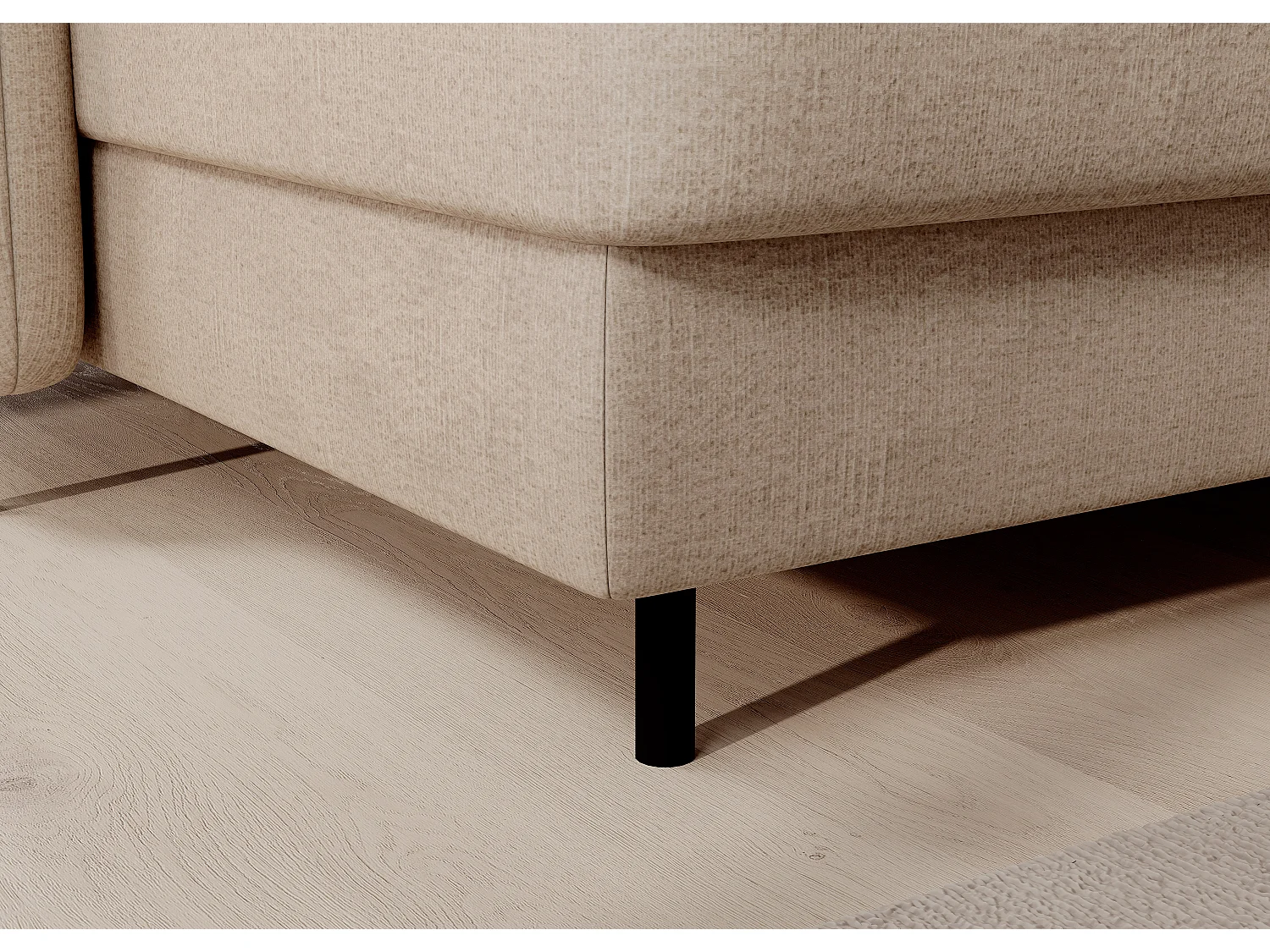 Canapé panoramique convertible BENTO en tissu avec coffre de rangement-Beige clair-angle gauche