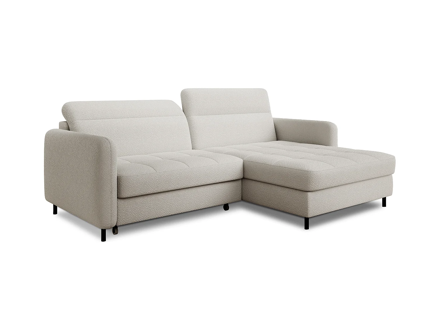 Petit canapé d’angle convertible tissu Kunder-Blanc-angle droit