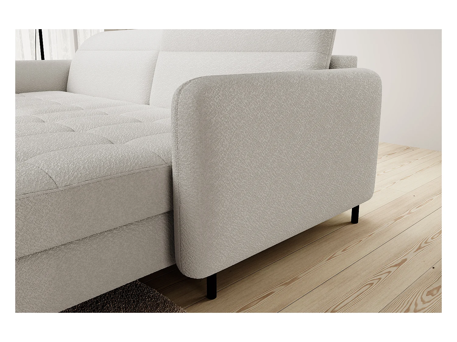 Petit canapé d’angle convertible tissu Kunder-Blanc-angle droit