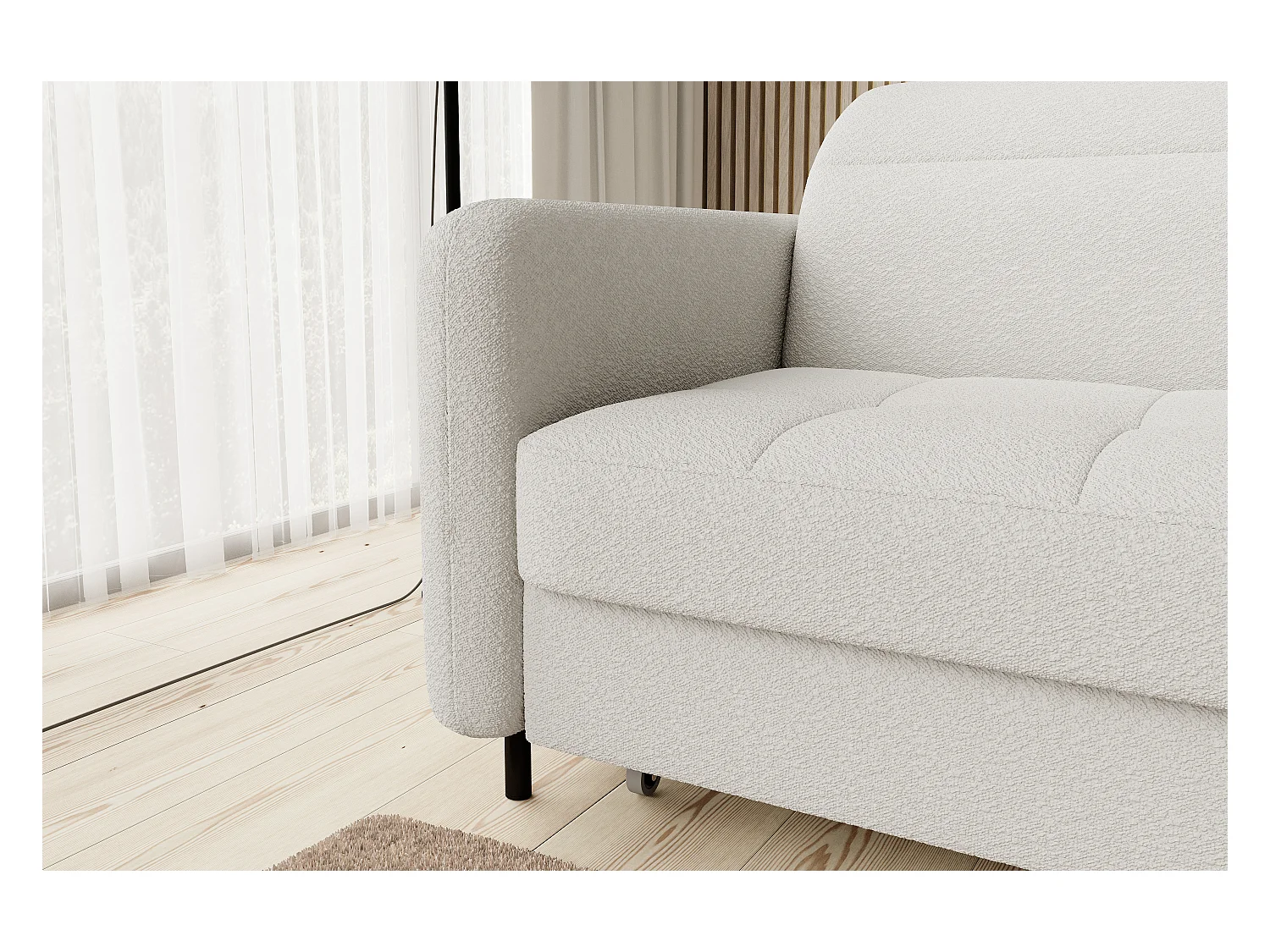 Petit canapé d’angle convertible tissu Kunder-Blanc-angle droit