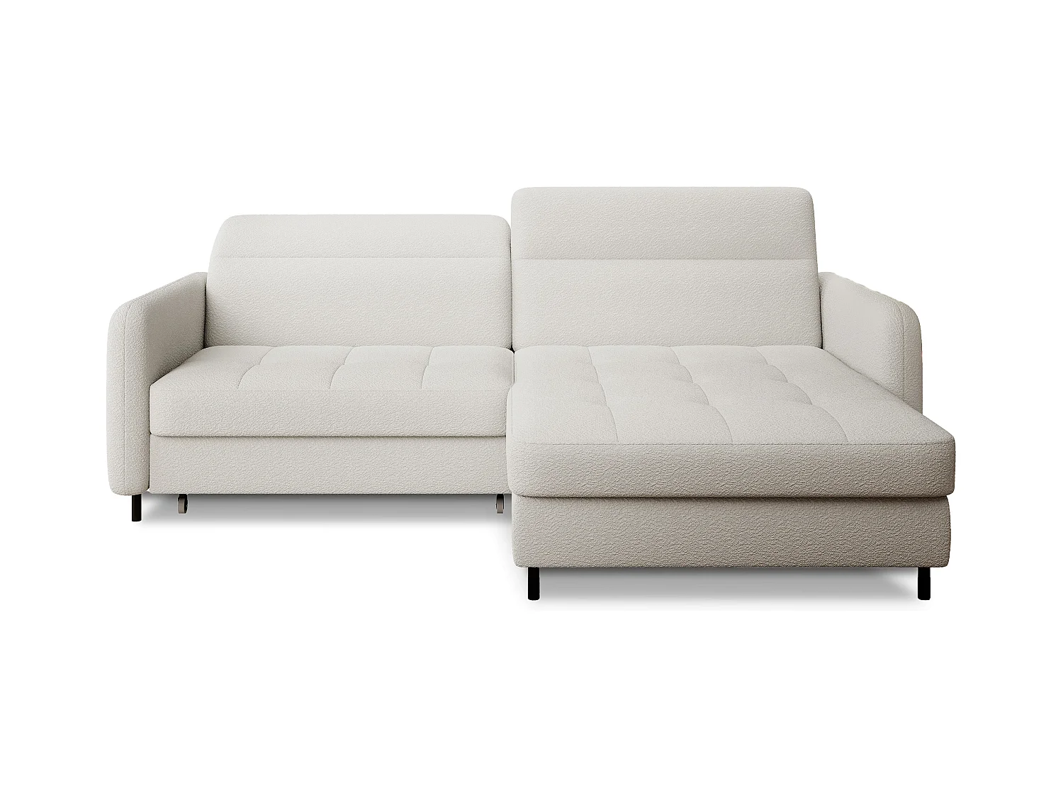 Petit canapé d’angle convertible tissu Kunder-Blanc-angle droit