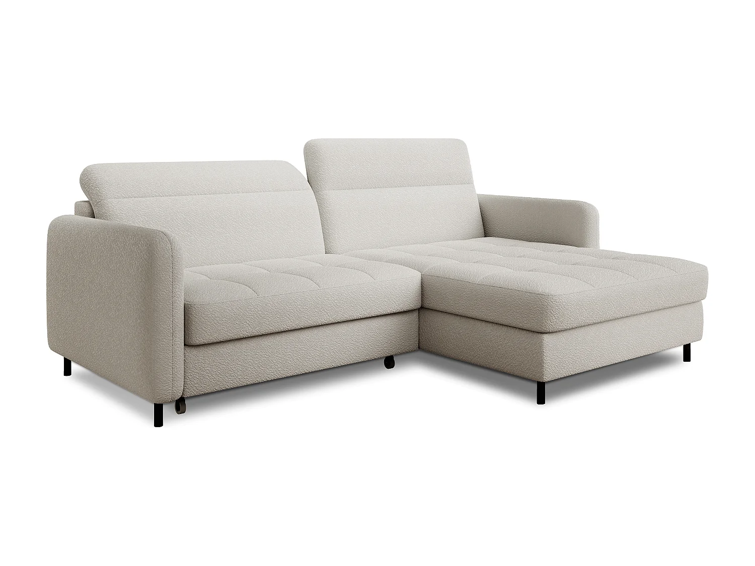 Petit canapé d’angle convertible tissu Kunder-Blanc-angle droit