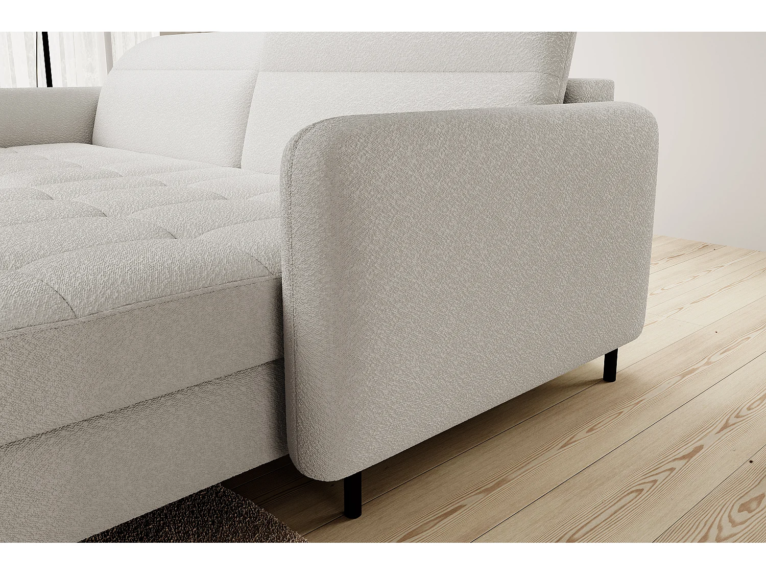 Petit canapé d’angle convertible tissu Kunder-Blanc-angle droit