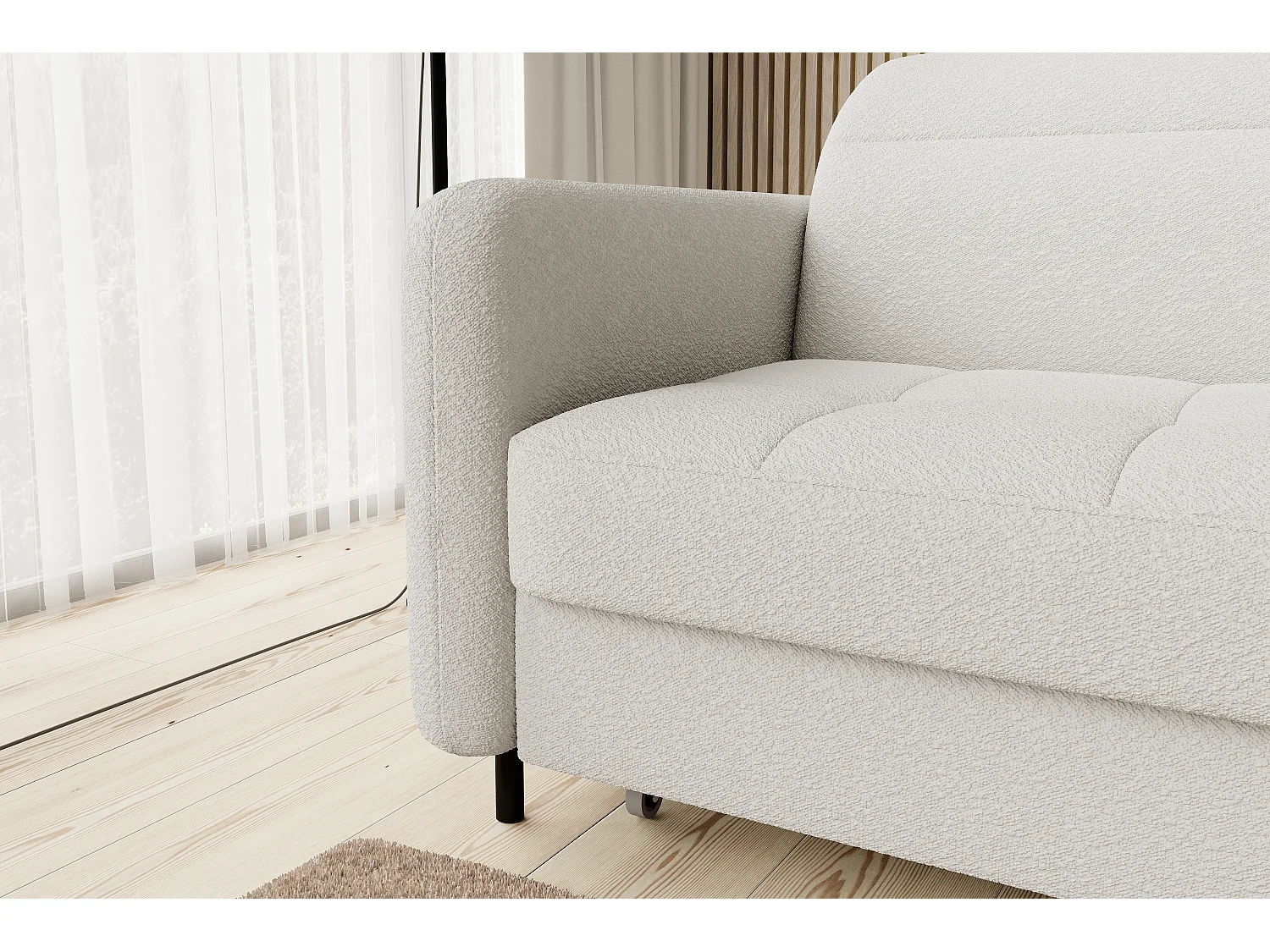 Petit canapé d’angle convertible tissu Kunder-Blanc-angle droit