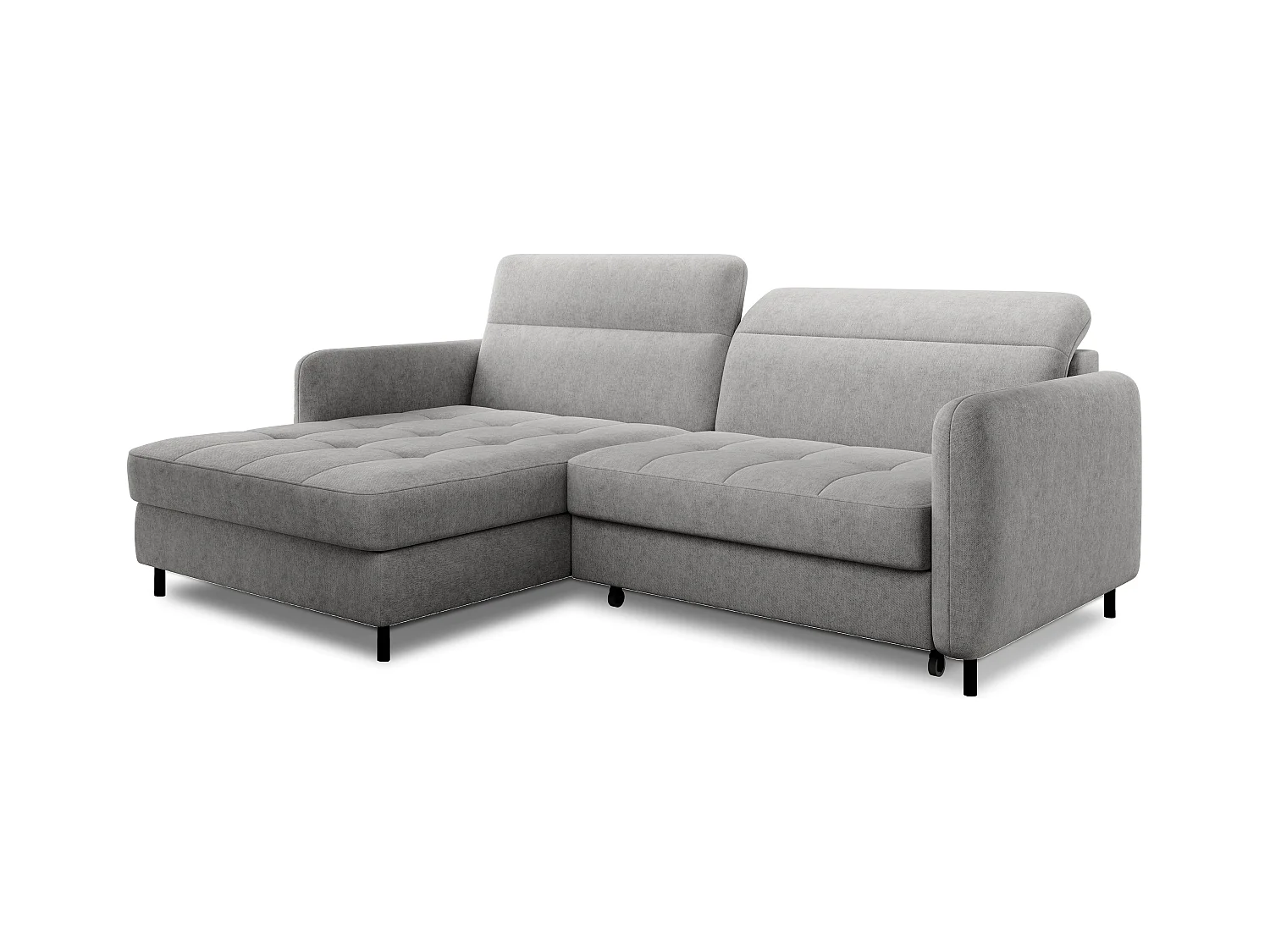 Petit canapé d’angle convertible tissu Kunder-Gris clair-angle gauche