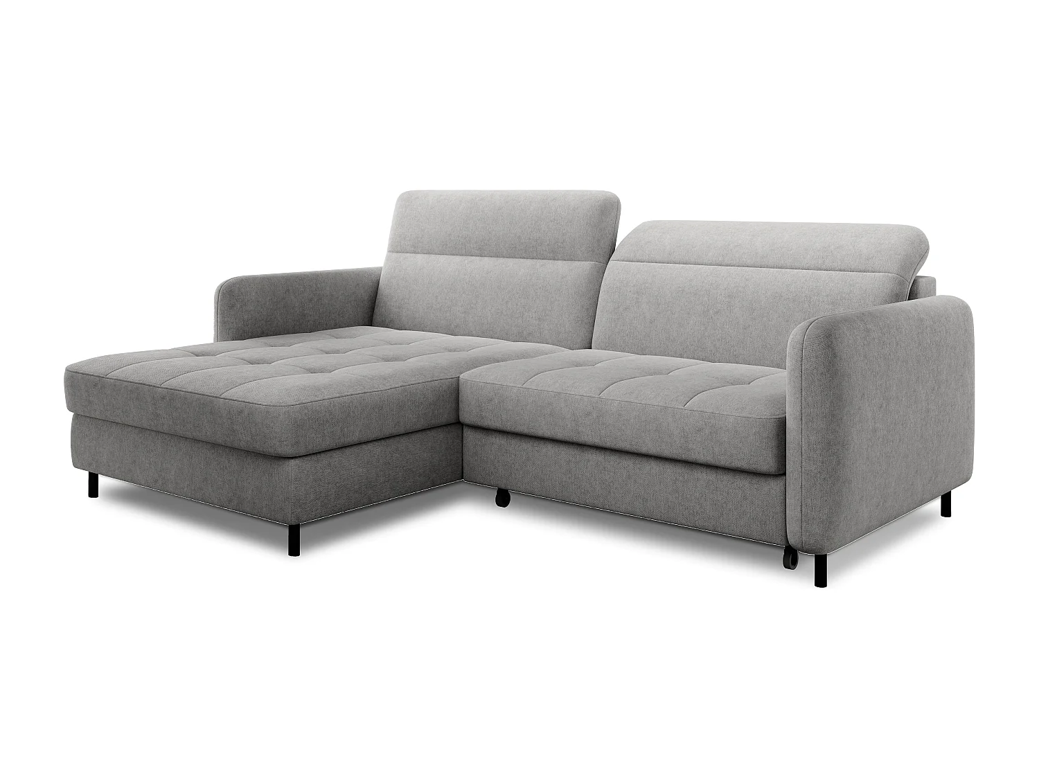 Petit canapé d’angle convertible tissu Kunder-Gris clair-angle gauche