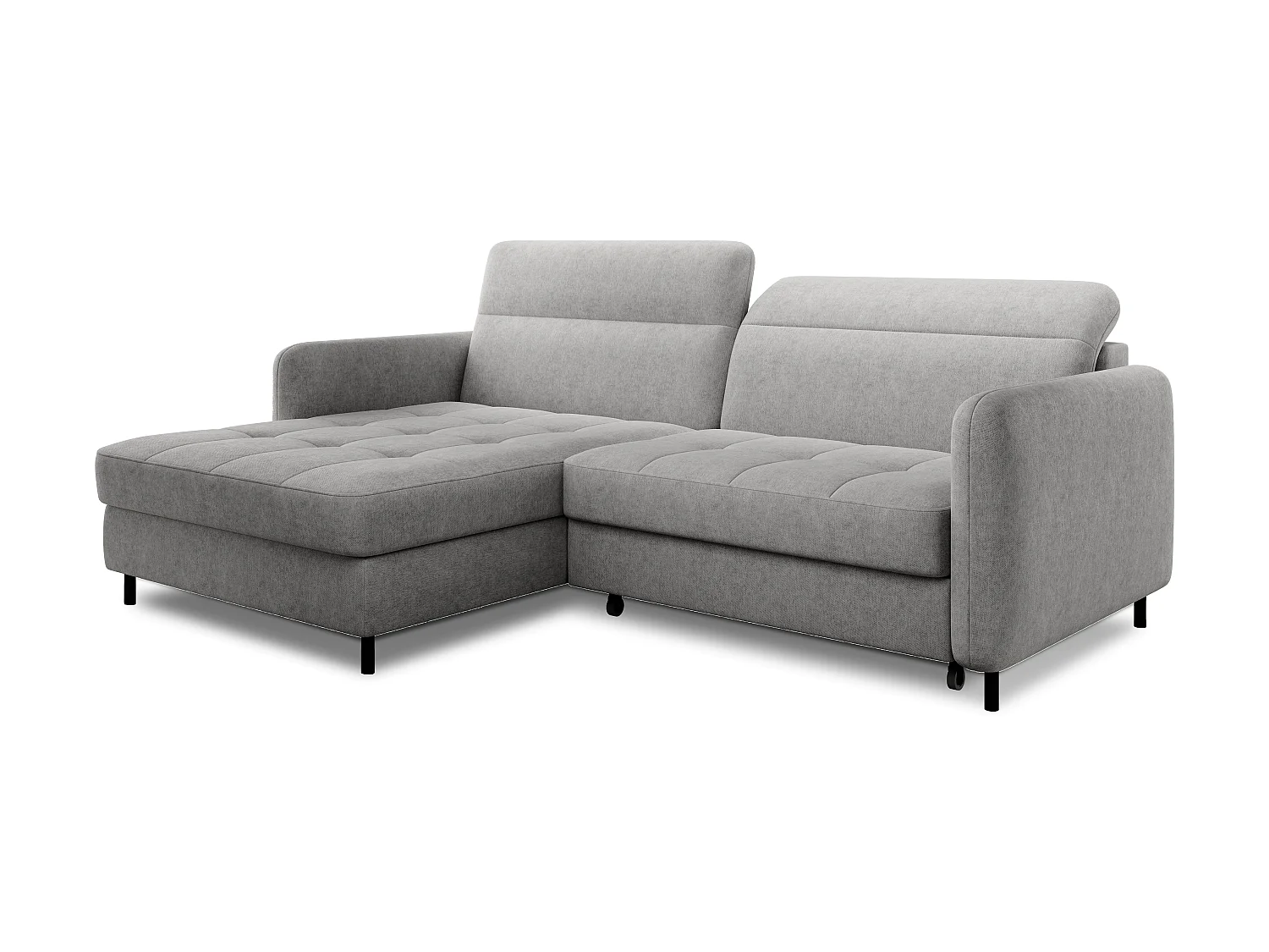 Canapé d'angle gauche convertible 3 places en tissu gris clair KUNDER