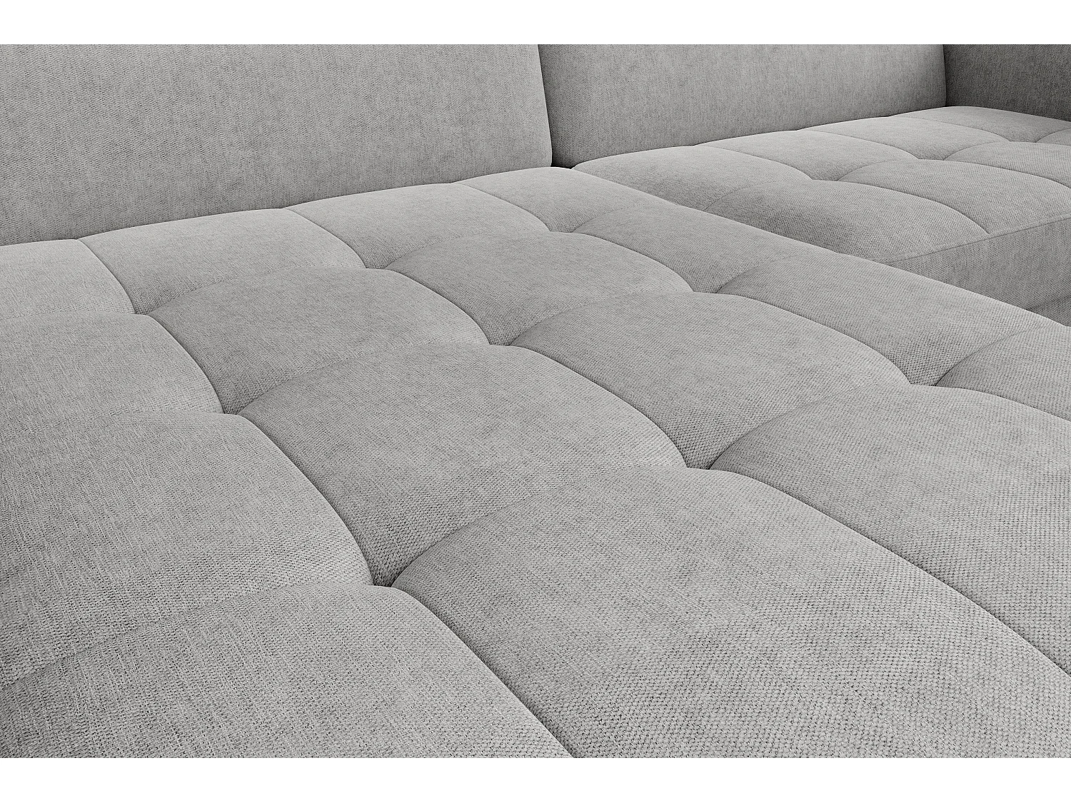 Canapé d'angle gauche convertible 3 places en tissu gris clair KUNDER