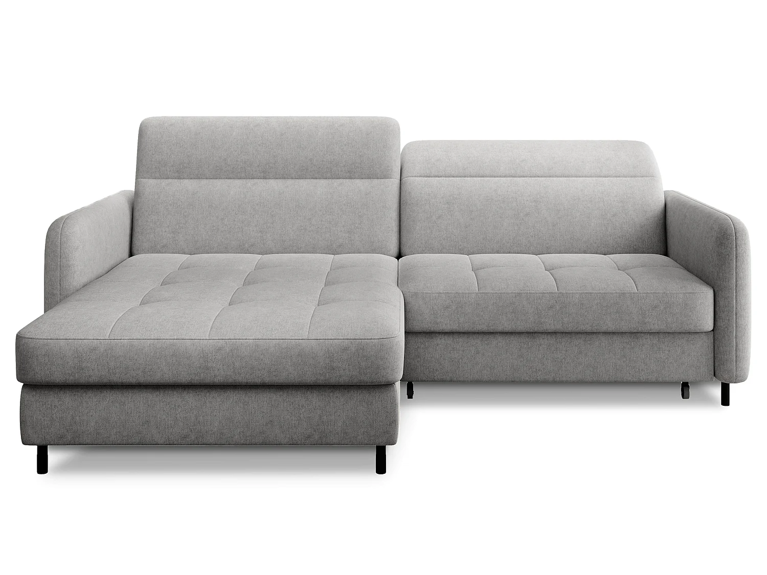 Canapé d'angle gauche convertible 3 places en tissu gris clair KUNDER
