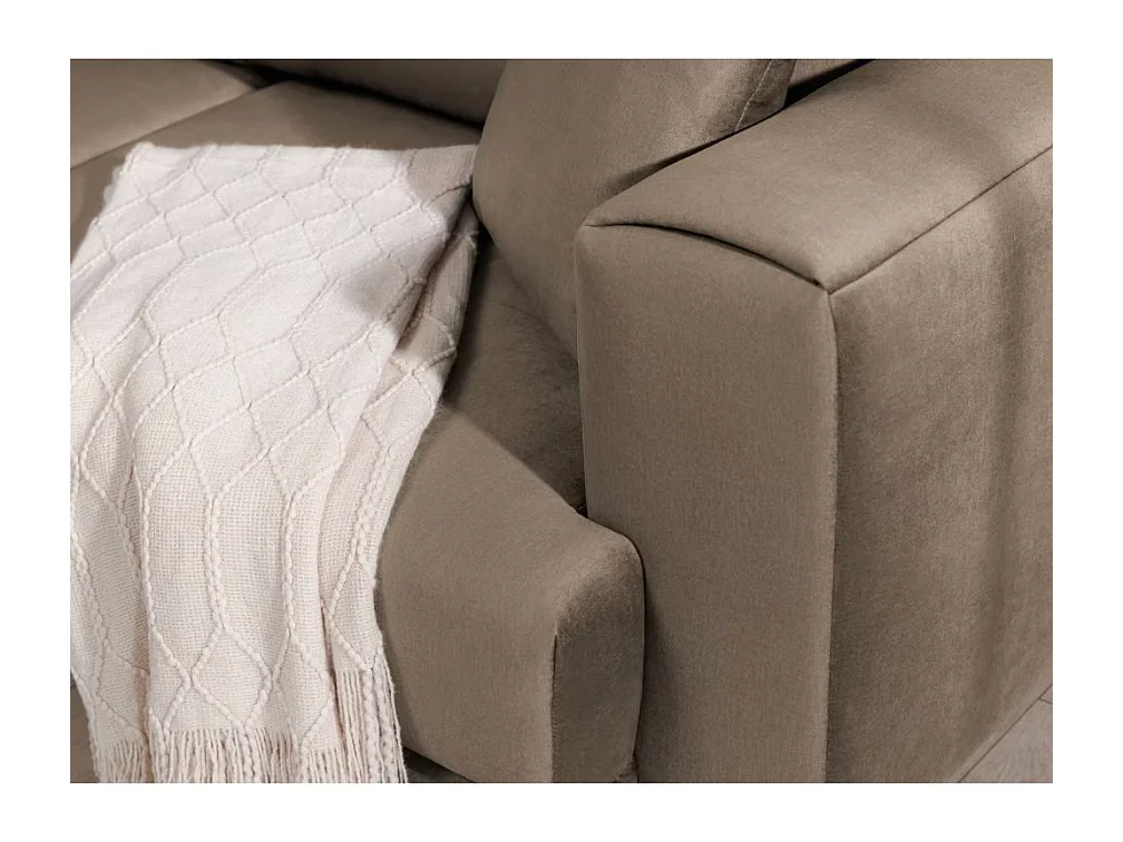 Canapé d'angle convertible velours DAVINA - Coffre et pieds métal noir-Marron clair-angle droit