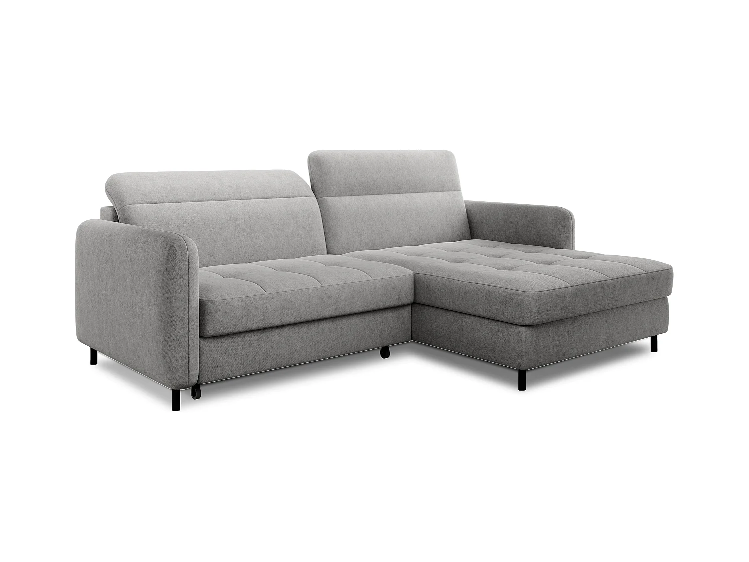 Petit canapé d’angle convertible tissu Kunder-Gris clair-angle droit