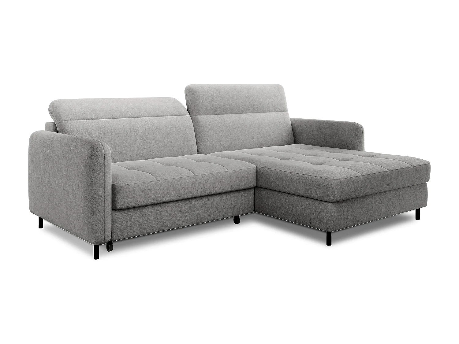 Petit canapé d’angle convertible tissu Kunder-Gris clair-angle droit