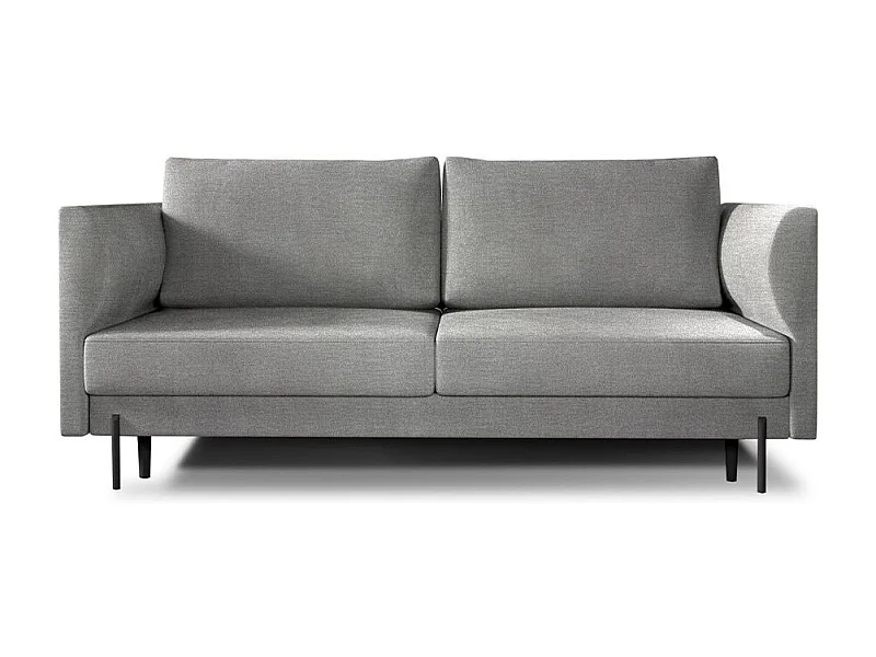 Canapé convertible en velours ROBBY – Rangement et pieds métal noir-Gris clair