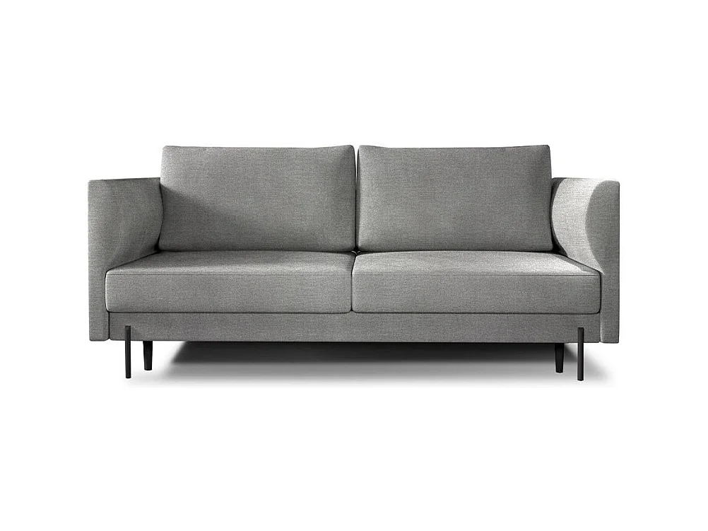 Canapé convertible en velours ROBBY – Rangement et pieds métal noir-Gris clair