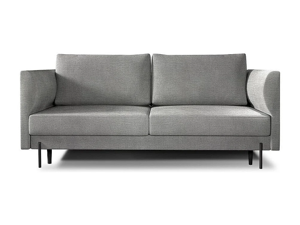 Canapé convertible en velours ROBBY – Rangement et pieds métal noir-Gris clair