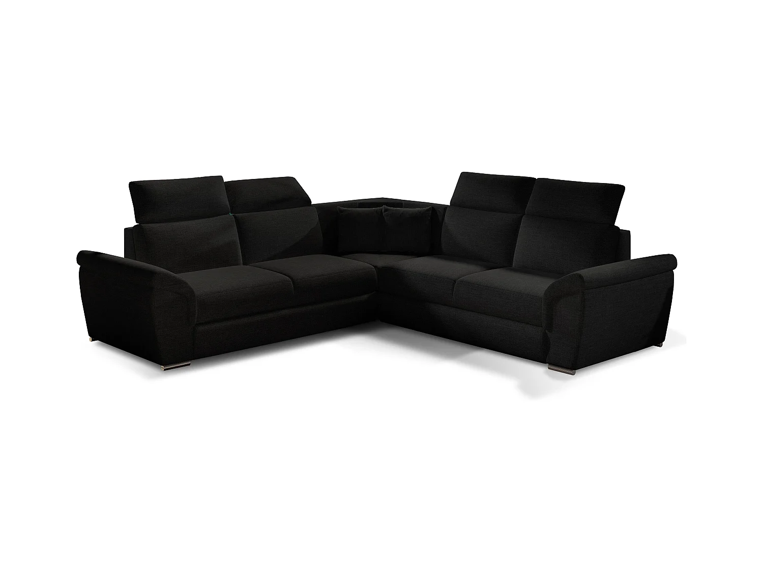 Canapé d'angle réversible et convertible tissu Neo - Pieds acier chromé-Noir