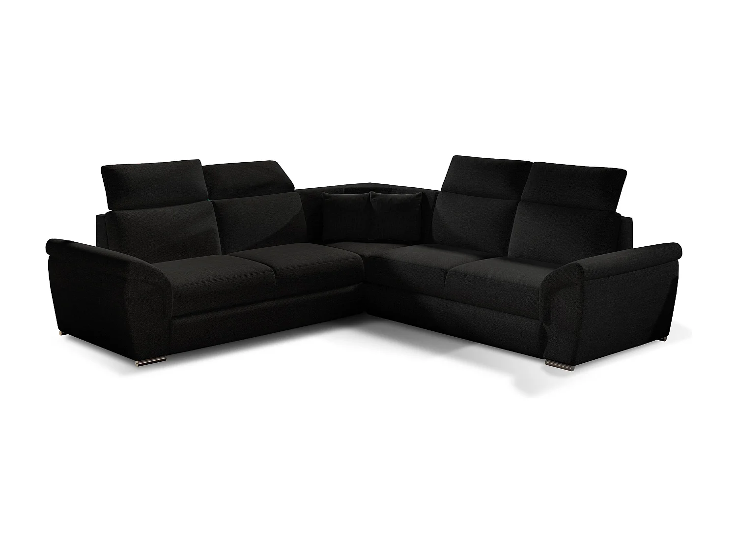 Canapé d'angle réversible et convertible tissu Neo - Pieds acier chromé-Noir