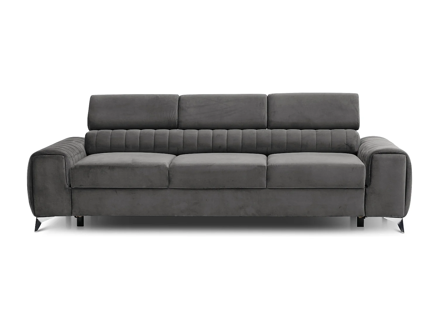 LOZA fluwelen slaapbank - Verstelbare hoofdsteunen en verchroomde stalen poten-Kleur Donkergrijs