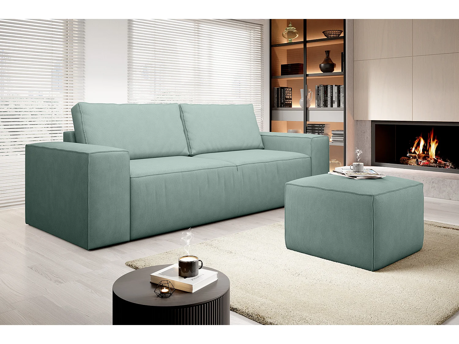 Grand canapé convertible en tissu WILACE - Confort moderne et élégant-Rose clair