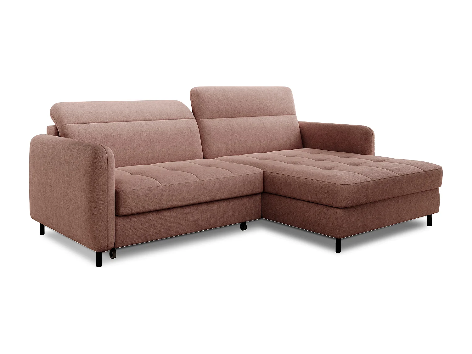 Petit canapé d’angle convertible tissu Kunder-Saumon-angle droit