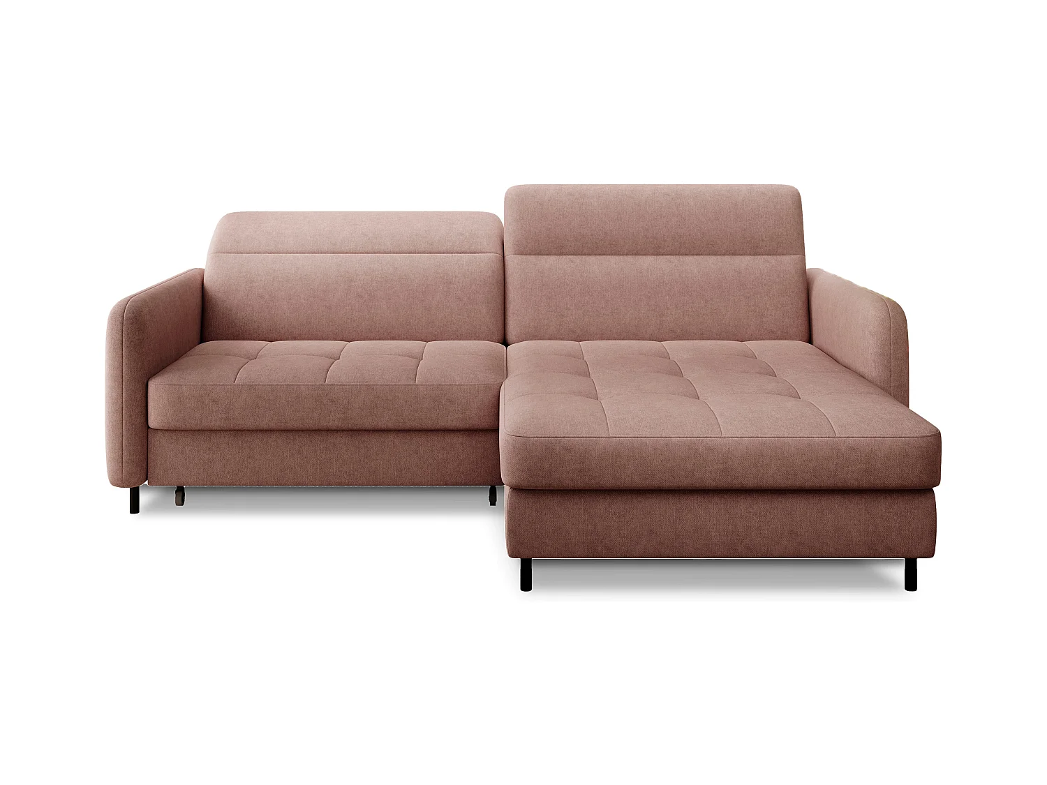 Petit canapé d’angle convertible tissu Kunder-Saumon-angle droit