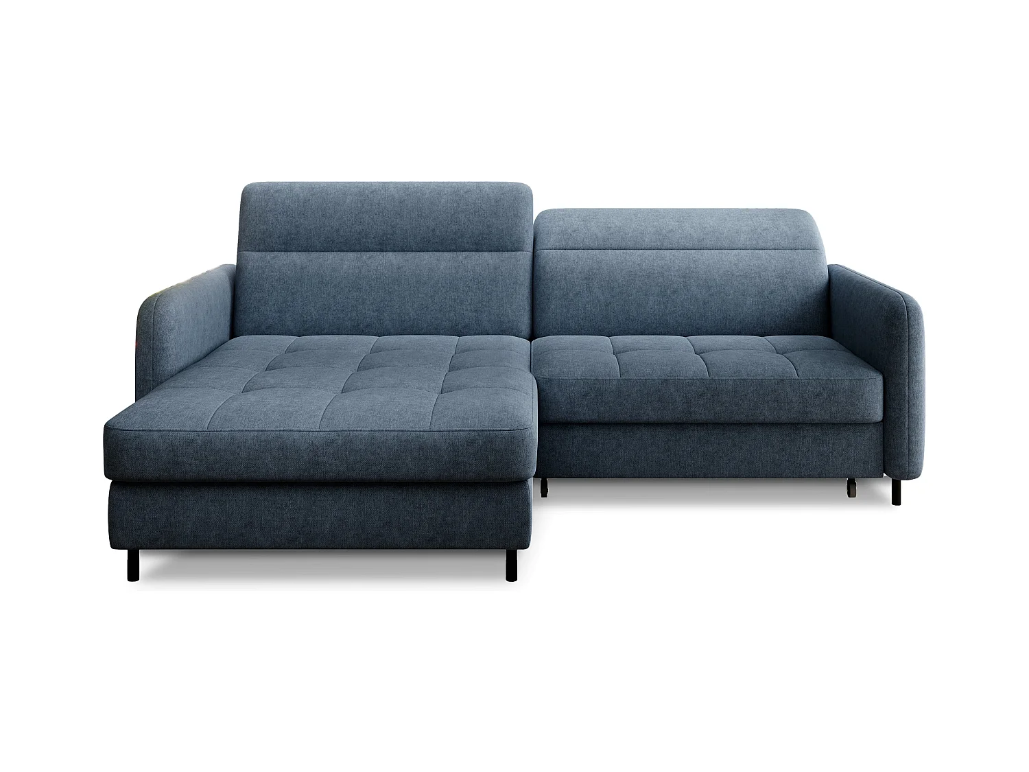 Petit canapé d’angle convertible tissu Kunder-Bleu turquin-angle gauche