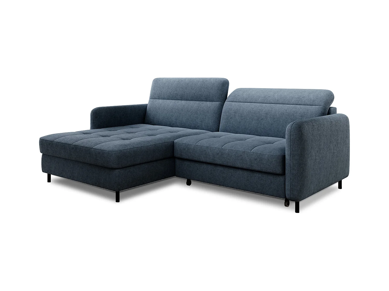 Petit canapé d’angle convertible tissu Kunder-Bleu turquin-angle gauche