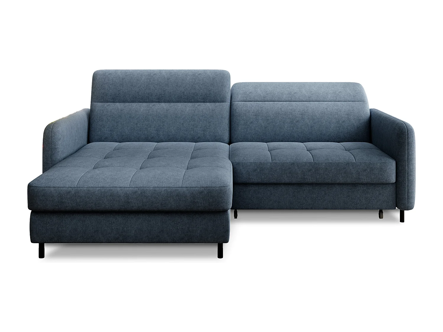 Petit canapé d’angle convertible tissu Kunder-Bleu turquin-angle gauche