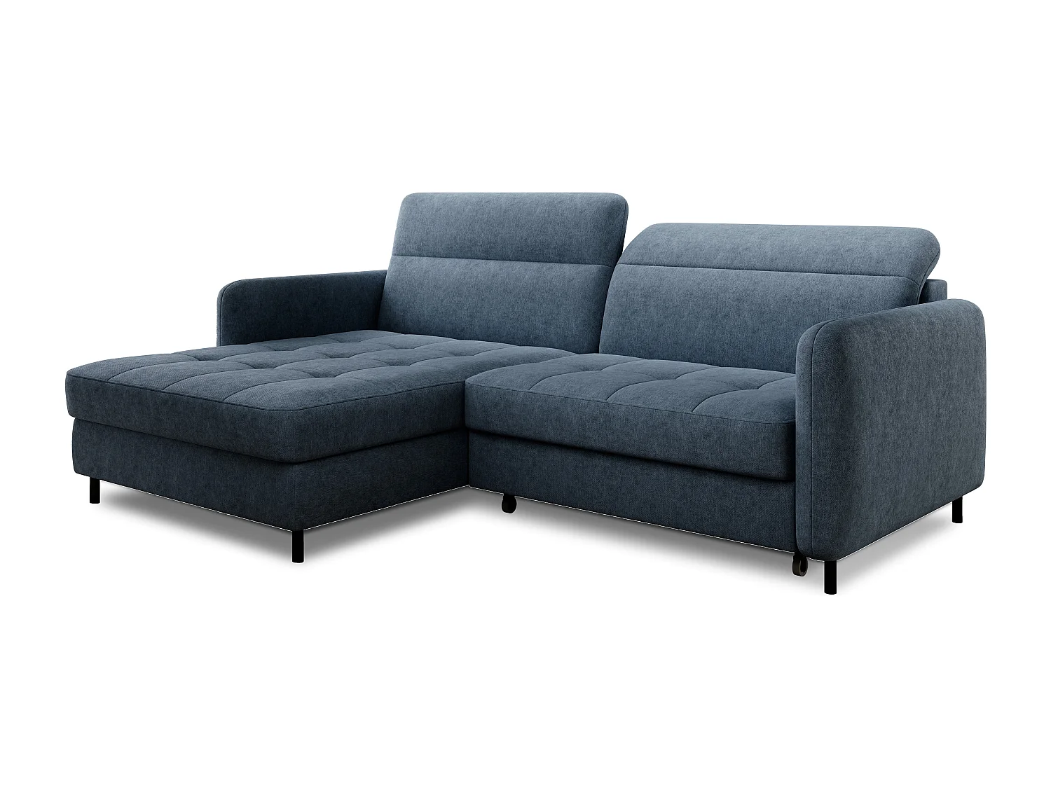 Petit canapé d’angle convertible tissu Kunder-Bleu turquin-angle gauche