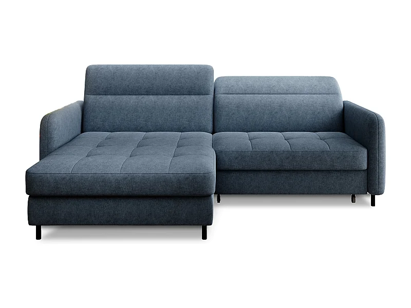 Petit canapé d’angle convertible tissu Kunder-Bleu turquin-angle gauche