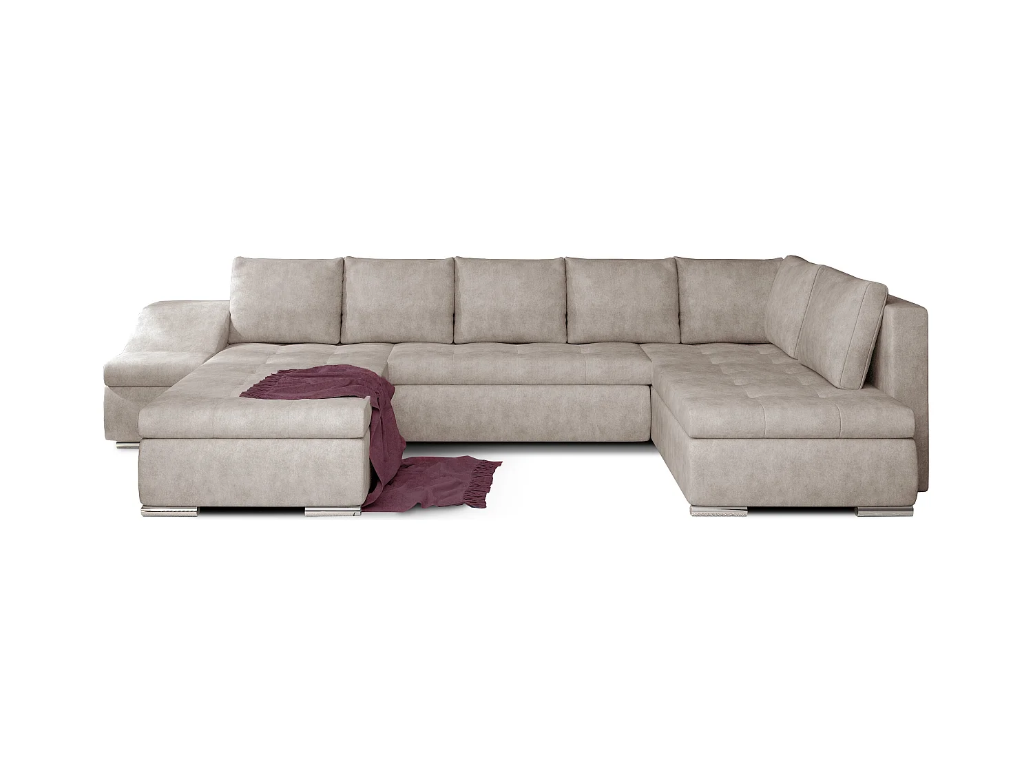 Canapé panoramique convertible JONAZ tissu - Rangement integré-Beige vintage-Méridienne A gauche