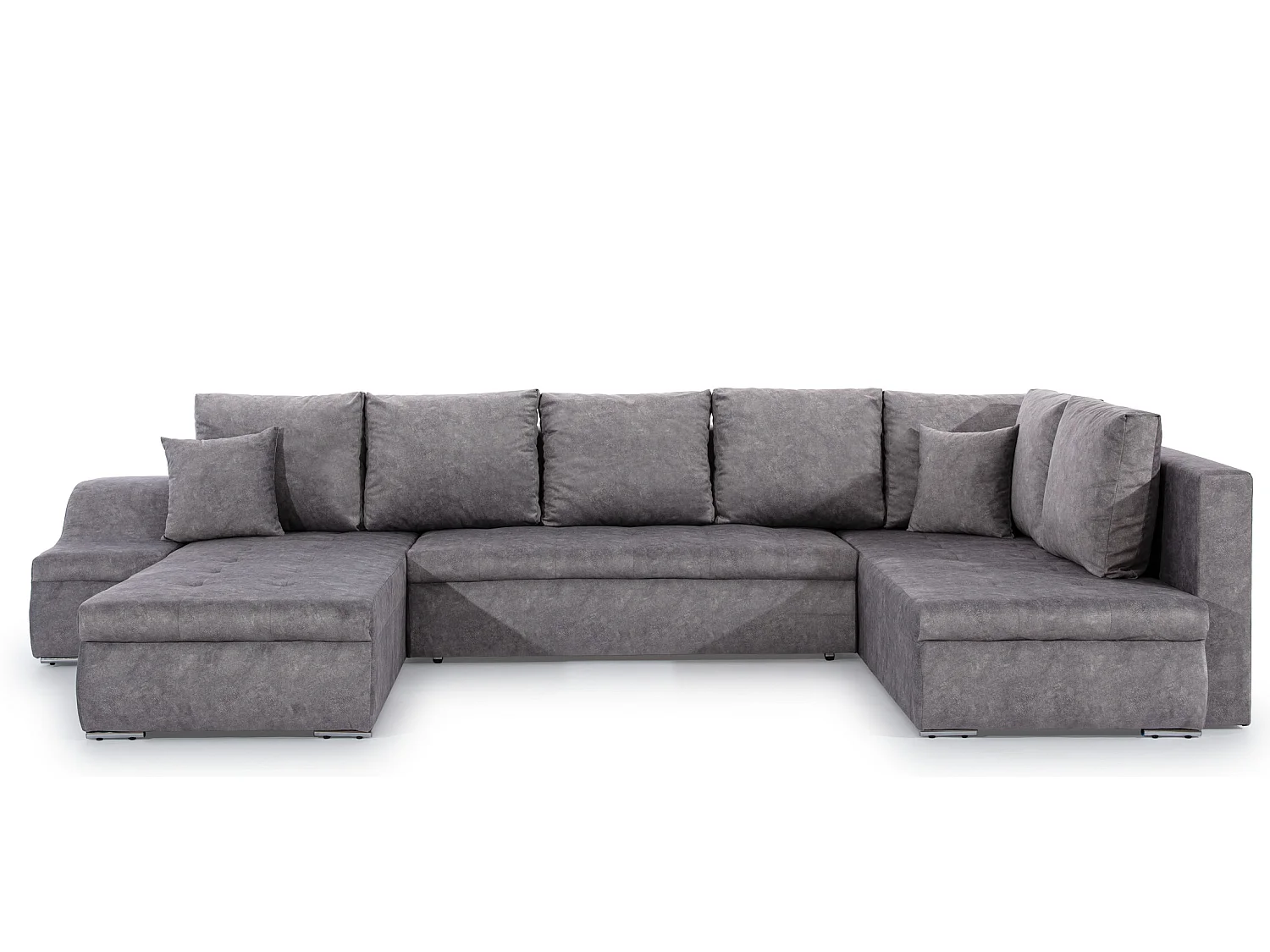 Canapé d'angle panoramique convertible 5 places en tissu beige JONAZ