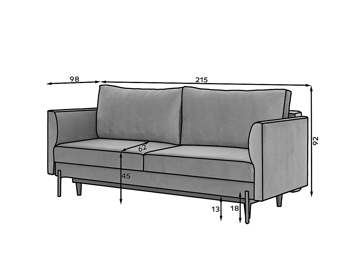 Canapé convertible 4 places avec rangement en velours noir ROBBY
