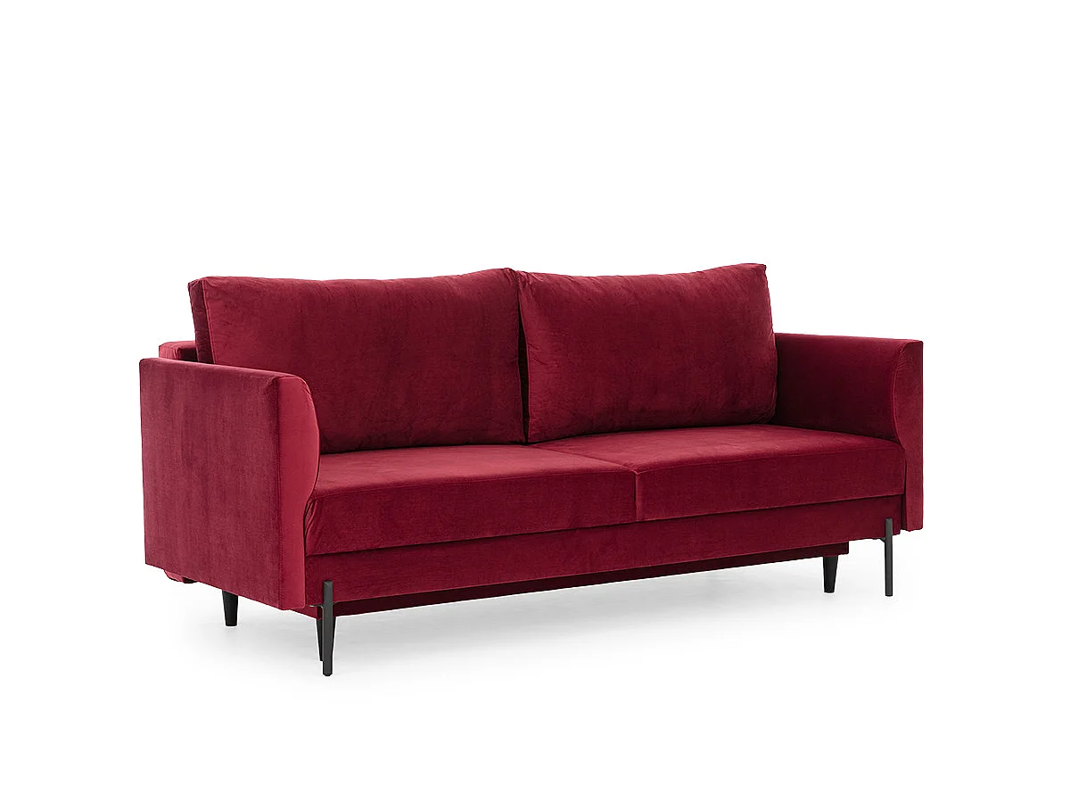 Canapé convertible 4 places avec rangement en velours noir ROBBY