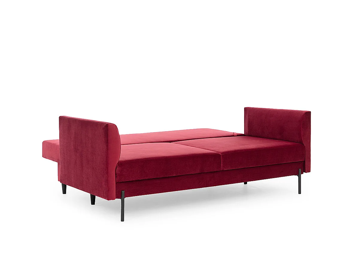 Canapé convertible 4 places avec rangement en velours noir ROBBY