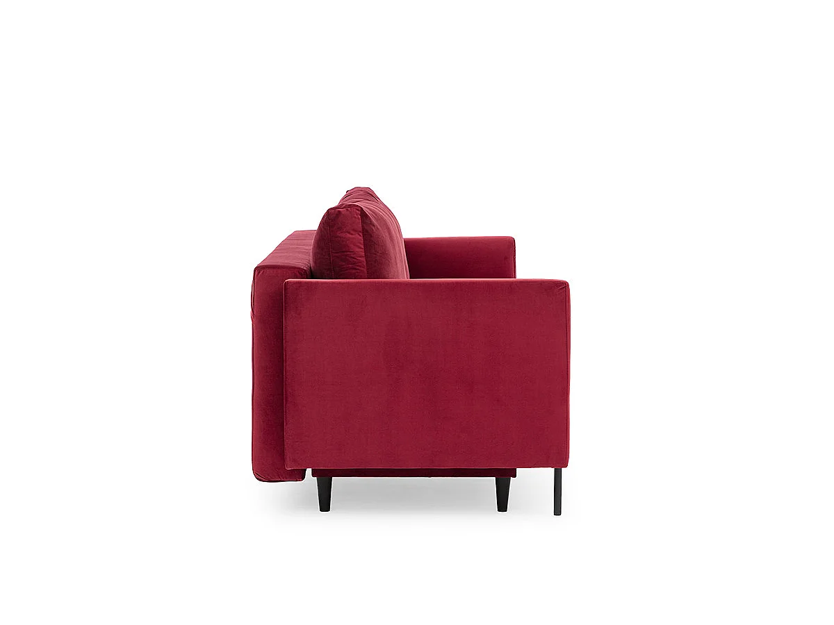 Canapé convertible 4 places avec rangement en velours noir ROBBY