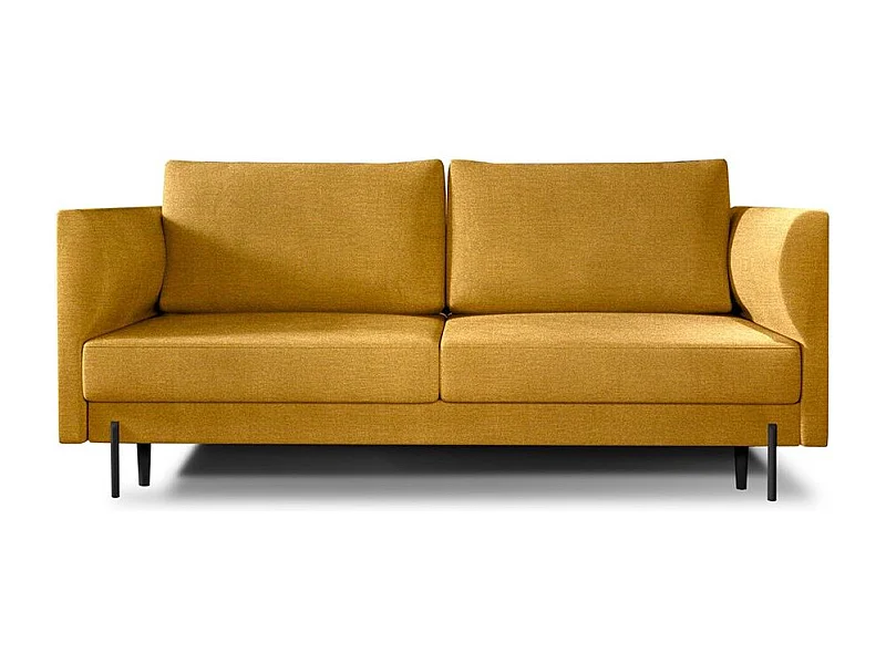 Canapé convertible en velours ROBBY – Rangement et pieds métal noir-Jaune