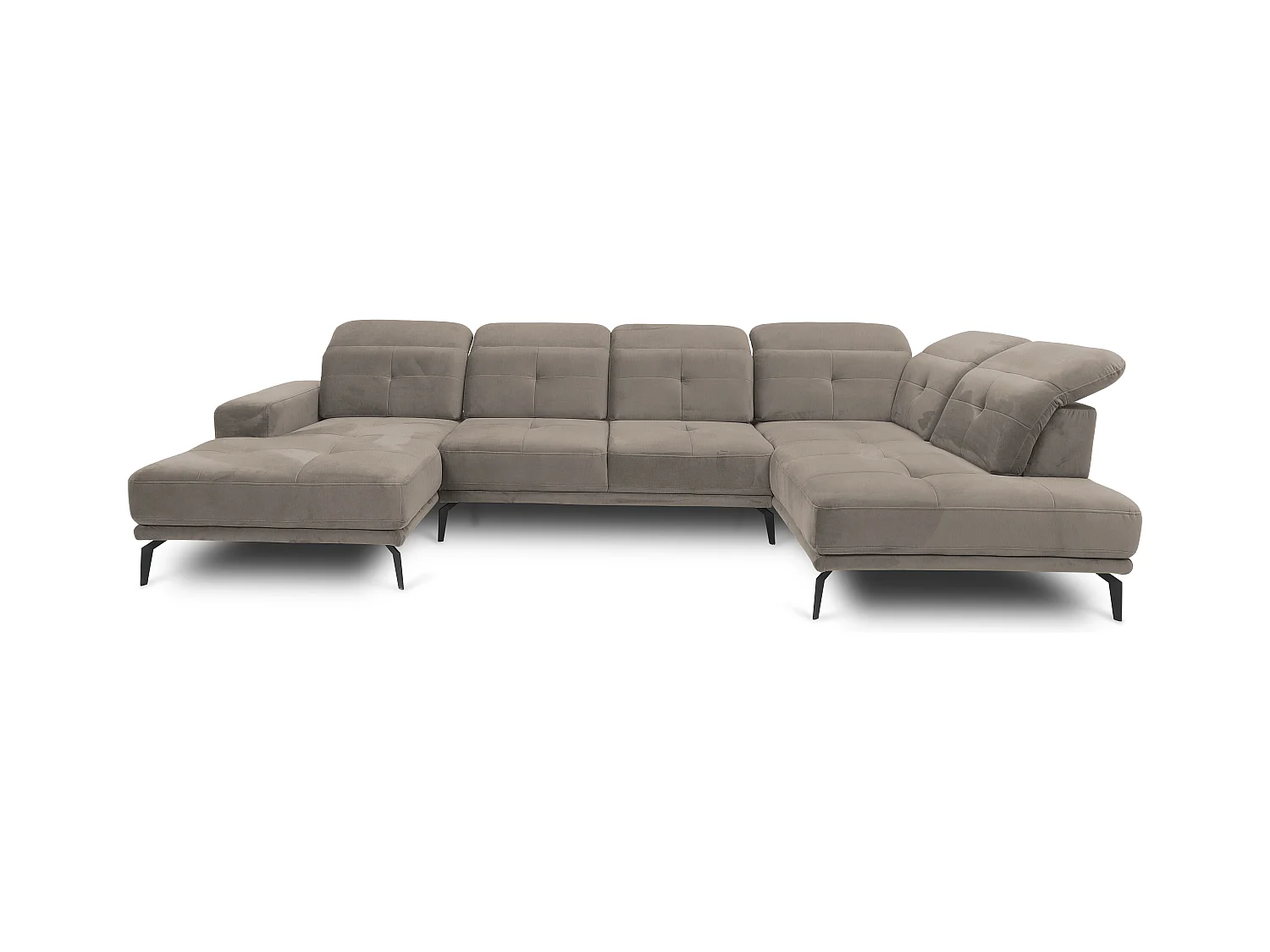 Canapé d’angle panoramique VERSUS tissu – Appuie-têtes réglables-Marron clair-angle droit