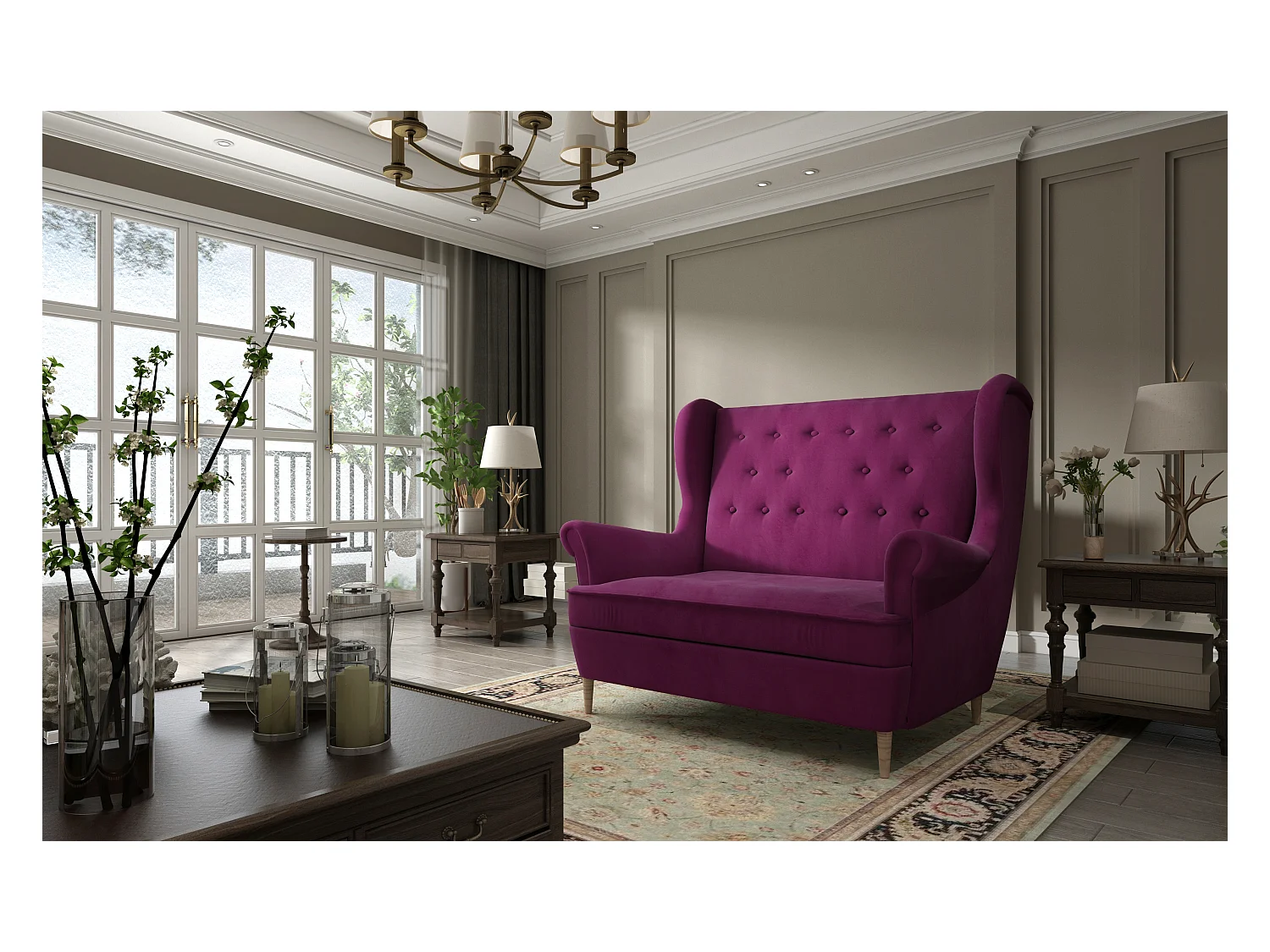 Canapé bergère LIZZI – Élégance rétro et confort absolu-Gris clair chiné