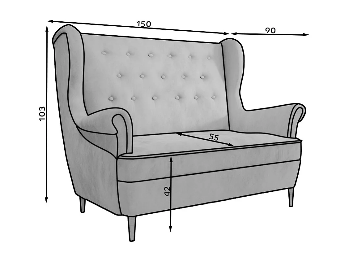 Canapé bergère LIZZI – Élégance rétro et confort absolu-Gris clair chiné