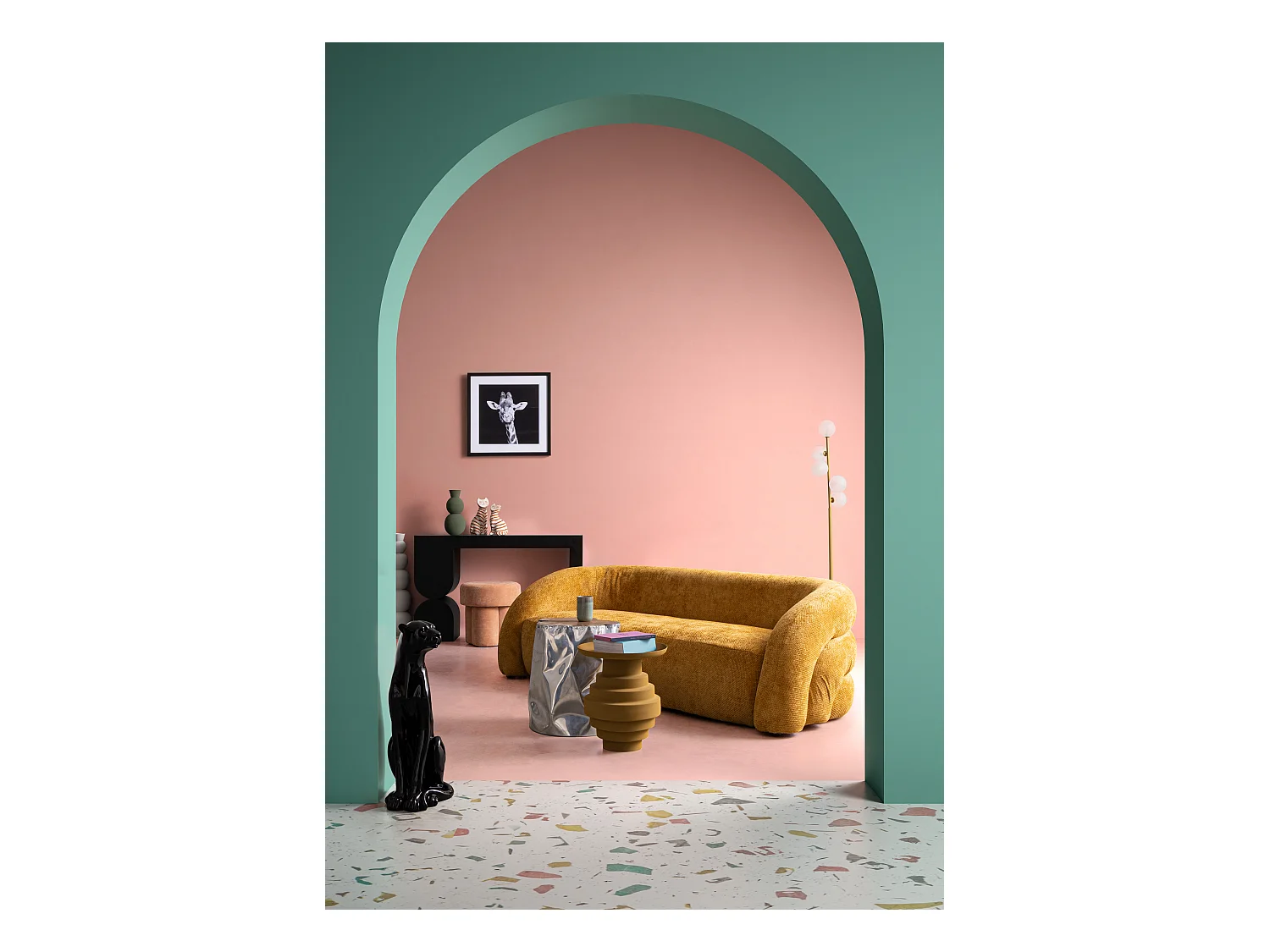 Canapé design 3 places KALVIN-Jaune