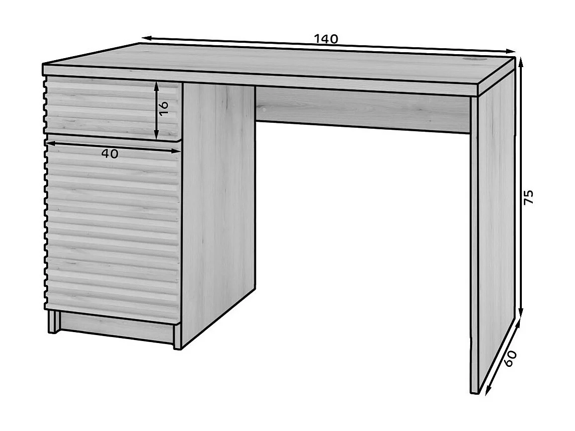 Bureau en bois ARITA – 120 ou 140cm – Chêne artisan-Largeur 140 cm